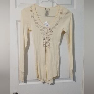 Next Era Beige Floral Button-Down Top